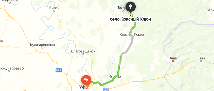 Маршрут до Красного Ключа
