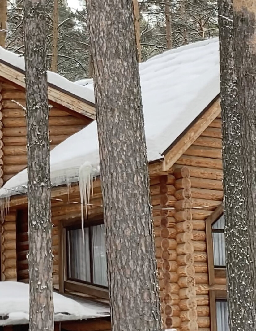 Пример крыши в зимний период. Большая теплопотеря. Крыше требуется ремонт.