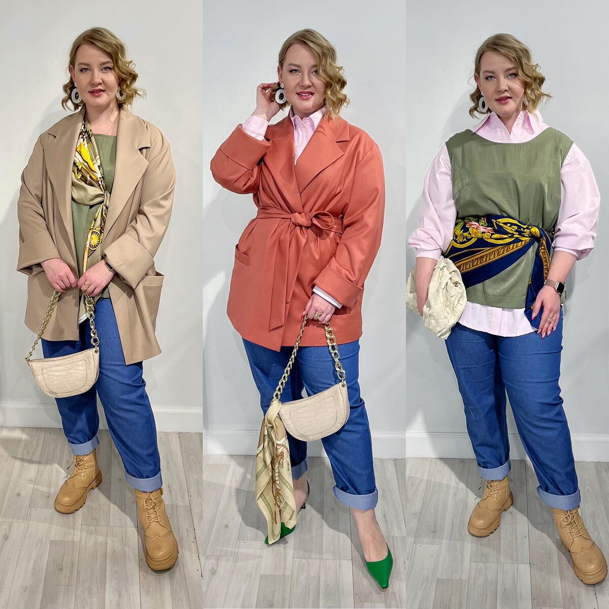 Подборка образов с джинсами от бренда одежды плюс сайз ODEVAI wear