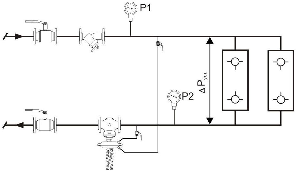 Схема давления. Регулятор перепада давления vfg2 схема монтажа. Регулятор перепада Данфосс схема установки. Схема подключения регулятора перепада давления Данфосс. Схема подключения датчика давления воды в системе отопления.