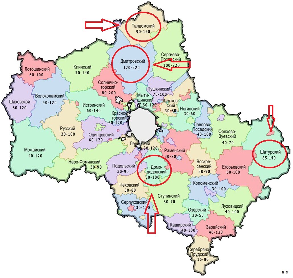 Московский городской округ на карте