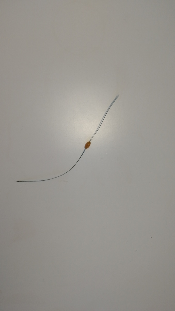  И так у вас, маленький кусочек лески со стопорком....( Я использовал шнур для адекватного восприятия)  