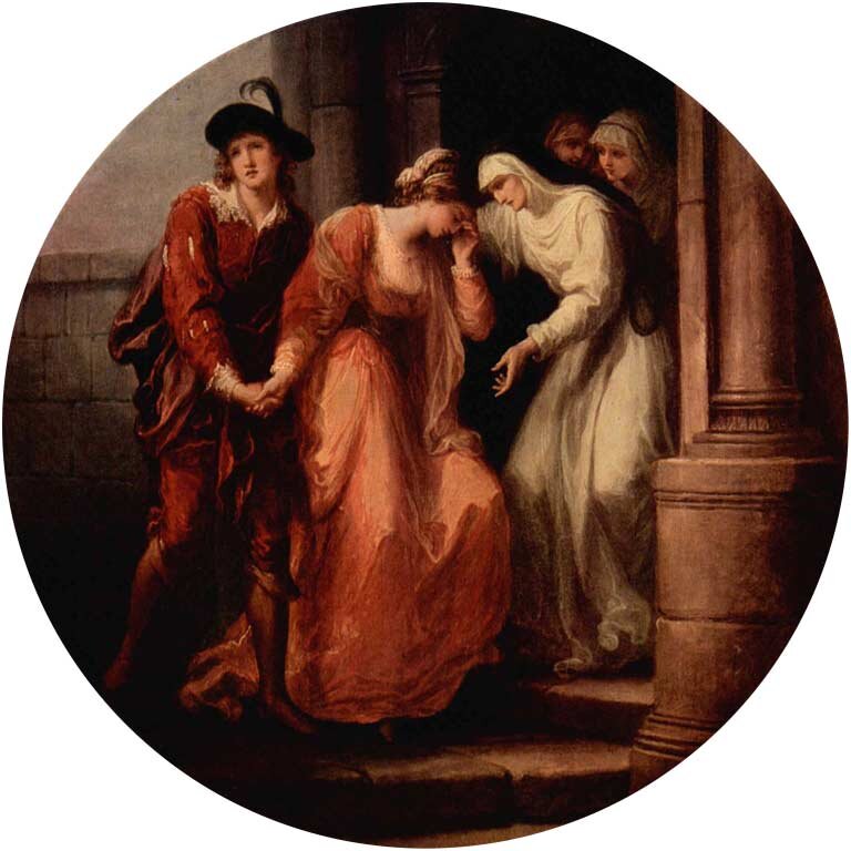 Abelard's farewell to Eloise. Painting A. Kaufmann, 1780