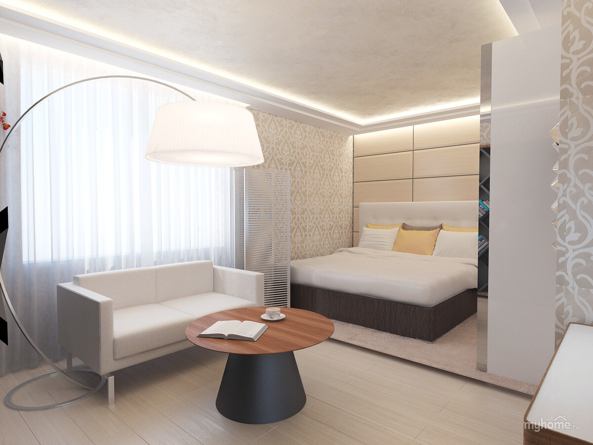 Дизайн гостиной совмещенной со спальней - секреты уютной жизни