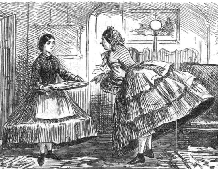 "Хозяйка и горничная", карикатура из журнала "Панч", 1862.  (сс) Wikimedia Commons