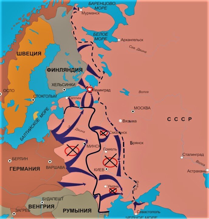 Покажите действия немецко фашистских войск и красной армии в июне ноябре 1941 контурная карта