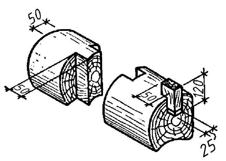 Рис. 18.17. Сопряжение брёвен по длине в венце сруба