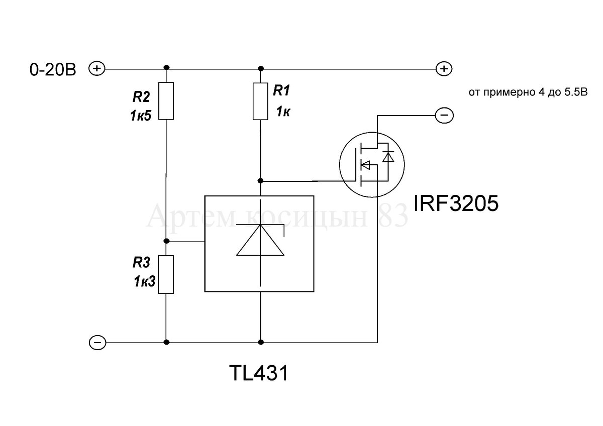 Регулятор напряжения на полевом транзисторе схема