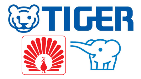 Логотипы японских компаний TIGER, Peacock и ZOJIRUSHI.