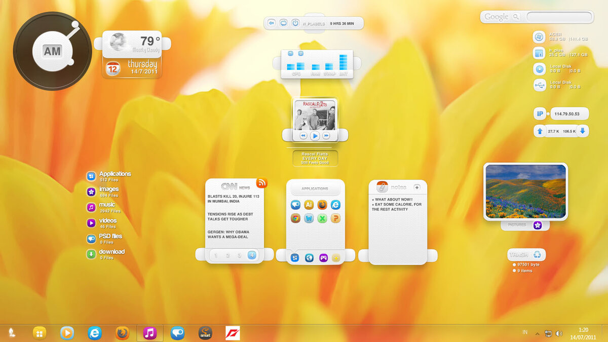 Виджеты на рабочий стол Windows 7