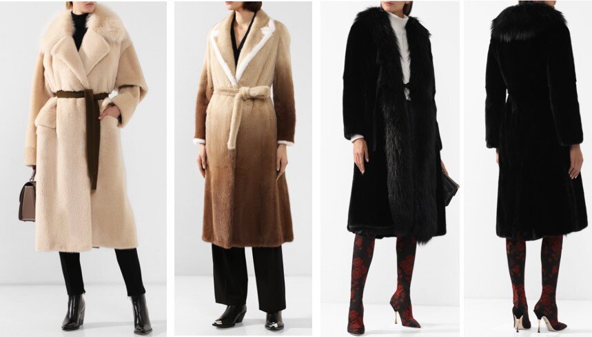 Слева направо: BLANCHA овчина+норка+песец, SIMONETTA RAVIZZA норка, DOLCE & GABBANA норка+лиса