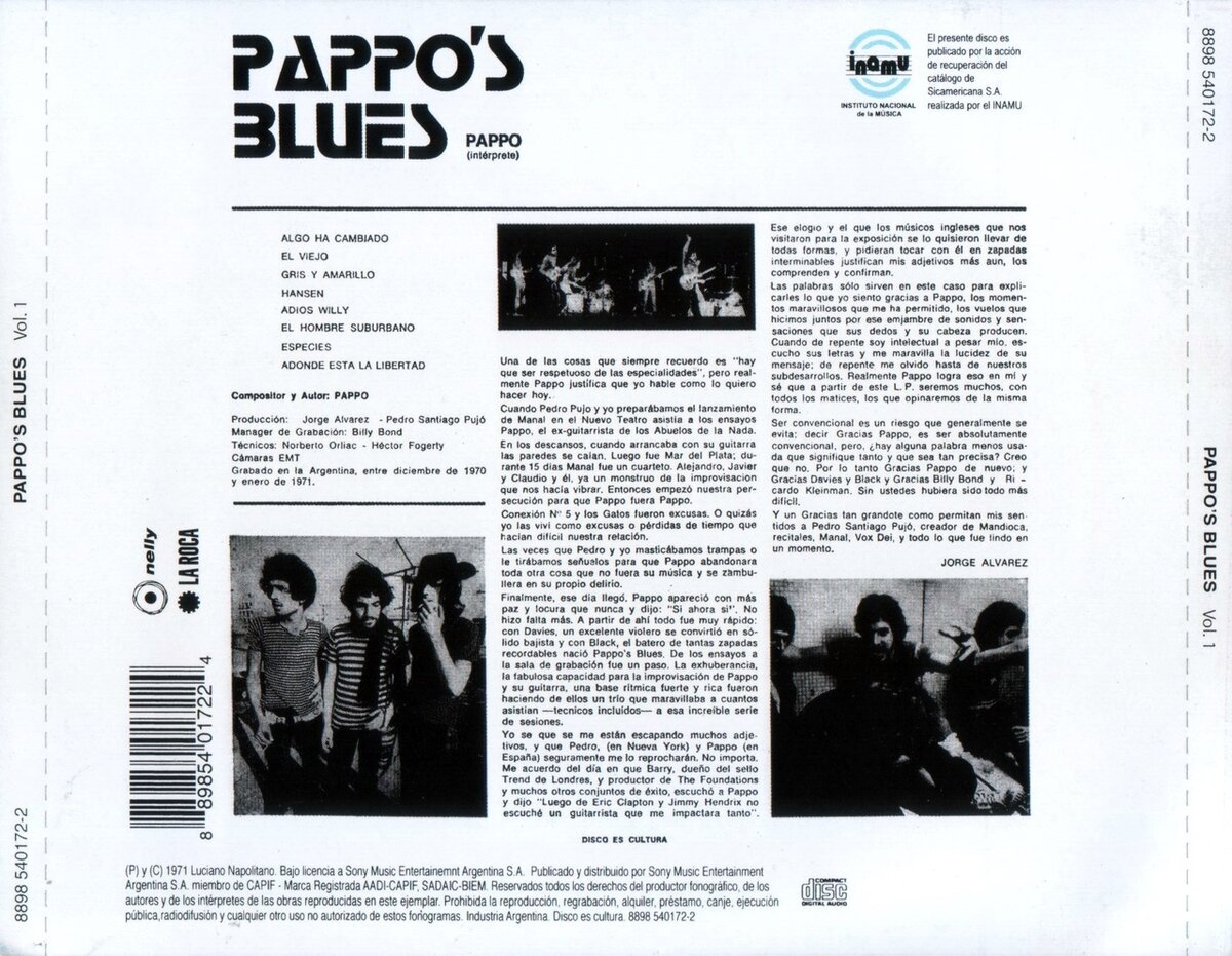 Pappo’s Blues. Pappo’s Blues 1971. Back. Обложка альбома.