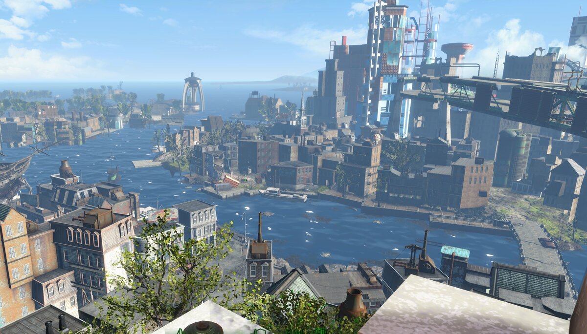 "Fallout 4", вид на Бостон из окна башни  Банкер-хил..