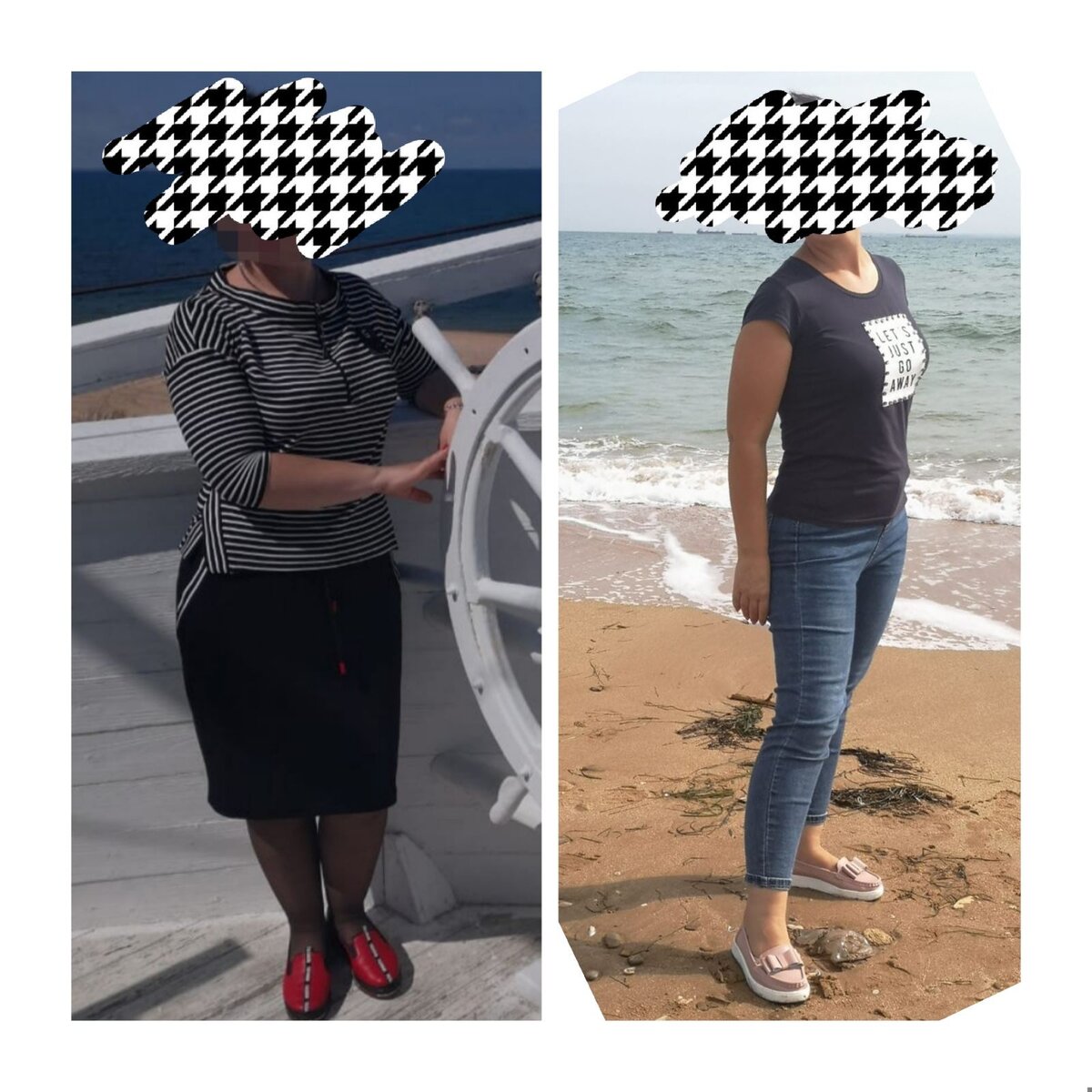 Слева: Вера в конце мая, 69 кг, 160 см. Справа: Вера в конце августа. Фото предоставлено Верой. 