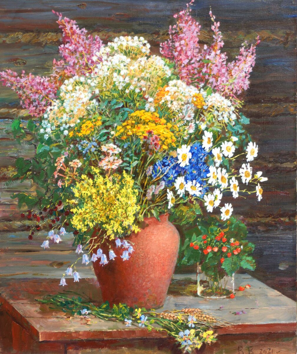 Вахмянин Владимир Полевые цветы 60х50 хм 2021 г  