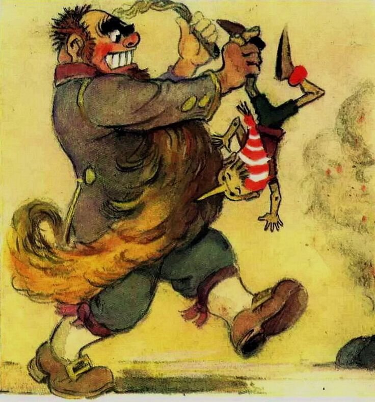 Карабас-Барабас с Буратино, художник Л.В.Владимирский