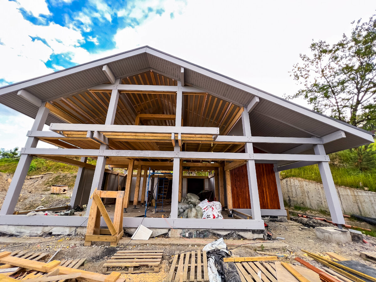 Строительство фахверка КП Пейзажы в Сочи.