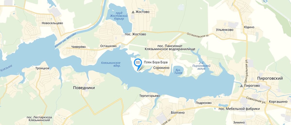 Клязьминское водохранилище на карте
