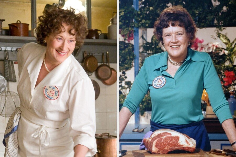 Мерил Стрип в роли Джулии Чайлд и ее реальный прототип (фото из интернета).