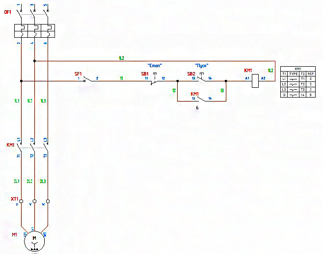 Схема пуск электродвигателя прямой пуск