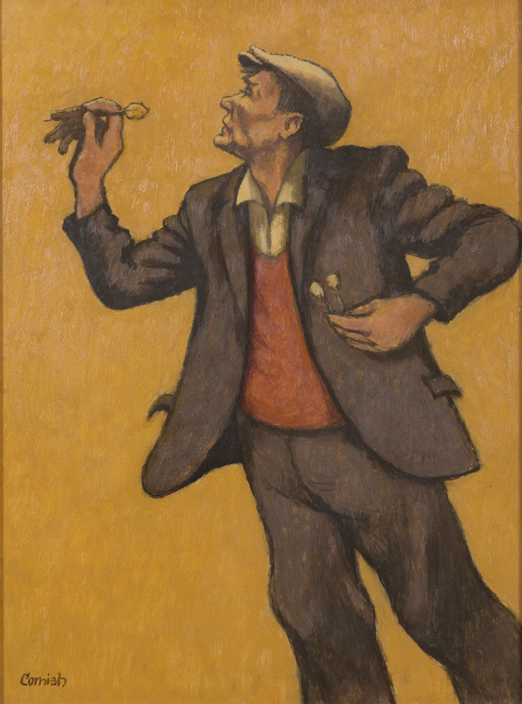 Norman Cornish. The Darts Player, undated. Oil on board, 36 x 27 cm. © Courtesy of Norman Cornish Estate.  