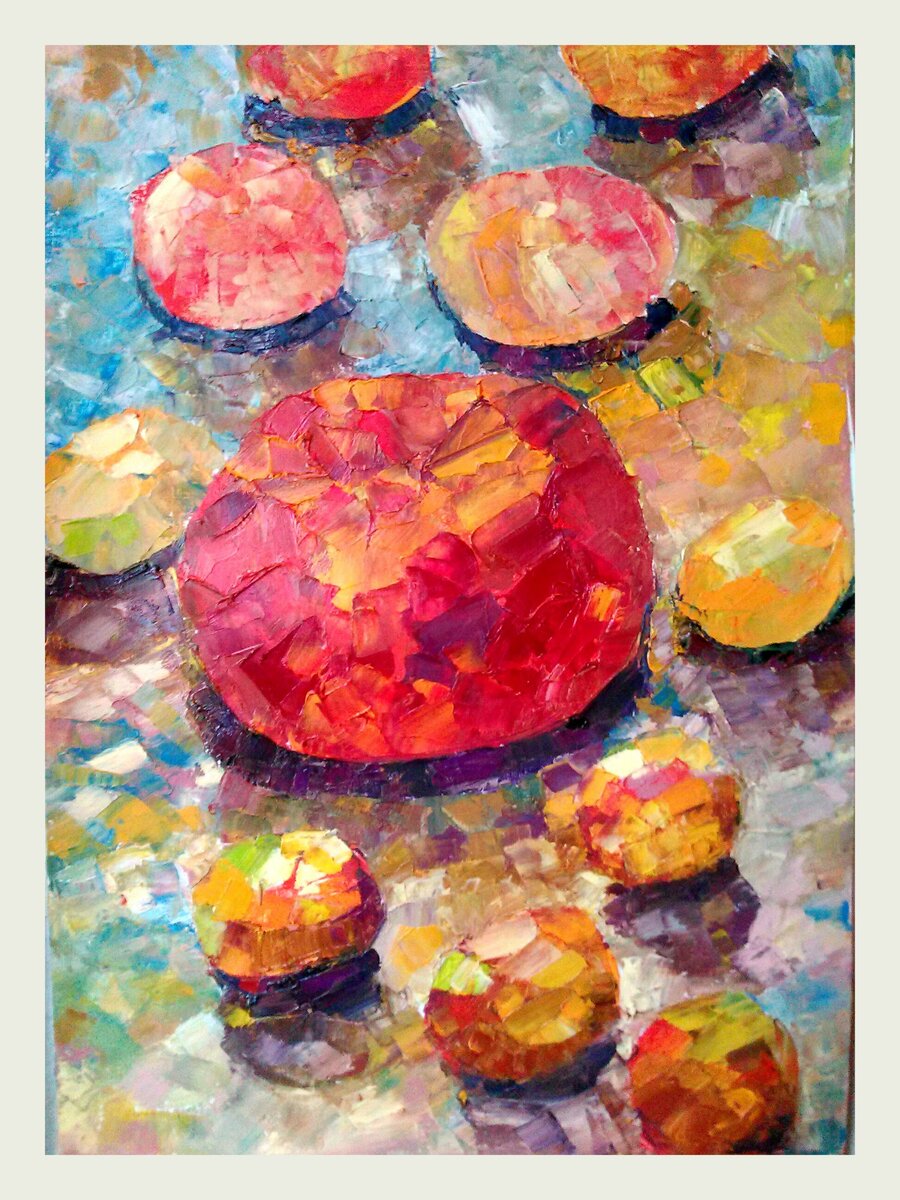 Это моя картина с тыквой и мандаринами 