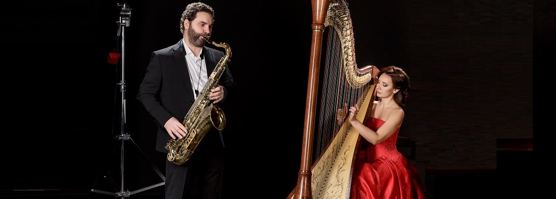 Проект Арфа и джаз. Антон Котиков и Мария Кулакова. Фото: открытые источники.