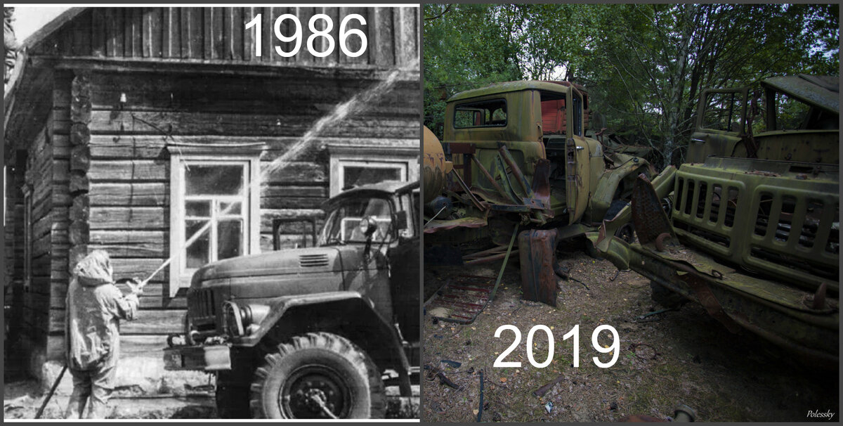 Чернобыльские роботы и транспорт: 1986 год и сегодня. Что осталось от радиоактивной техники. Фотосравнение