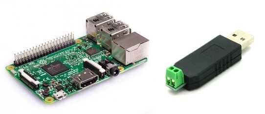 Рисунок 1 — Raspberry Pi 2 и USB-конвертер в RS485