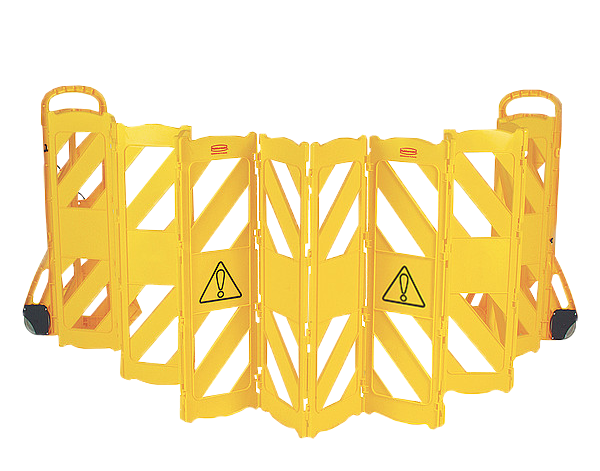 Пластиковое раздвижное ограждение на колесах.