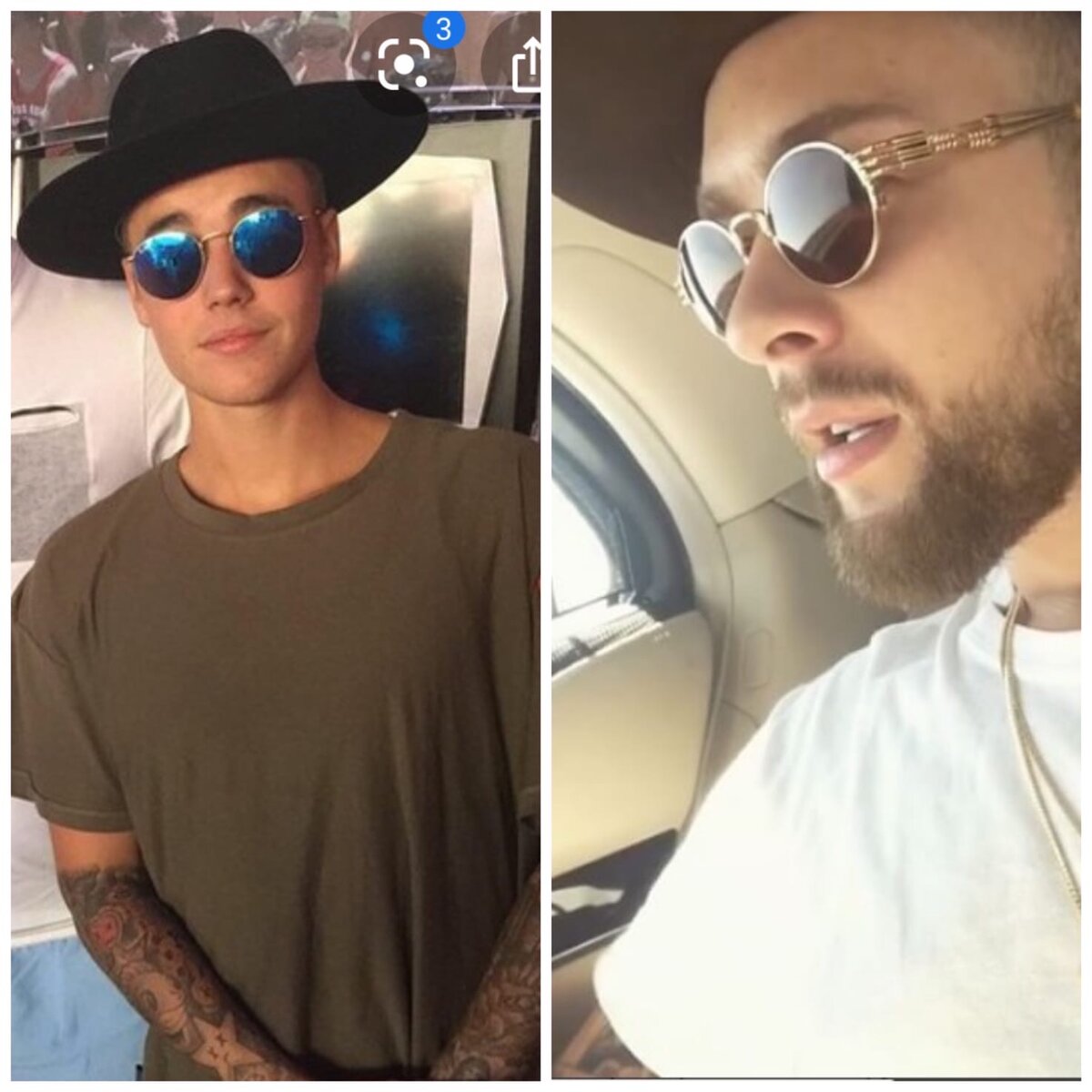 Певец Джастин Бибер (слева)