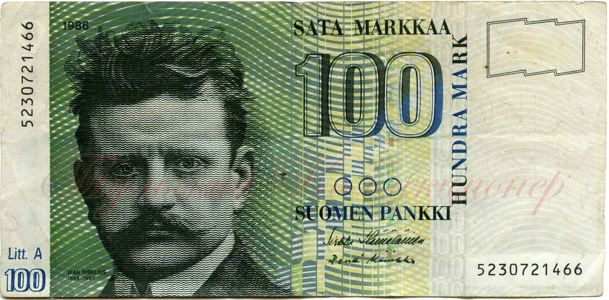 Сто финляндских марок, выпуск 1986 г.