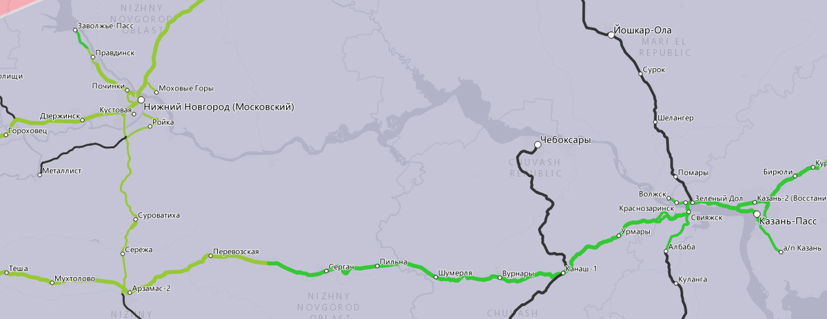 Размер крюка до Нижнего Новгорода // https://supermap.zatramvaj.su/