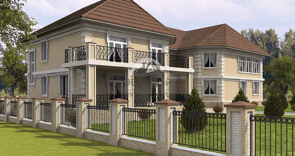 Проект таунхауса 778 м2 на 3 семьи с террасой из кирпича - 101-75