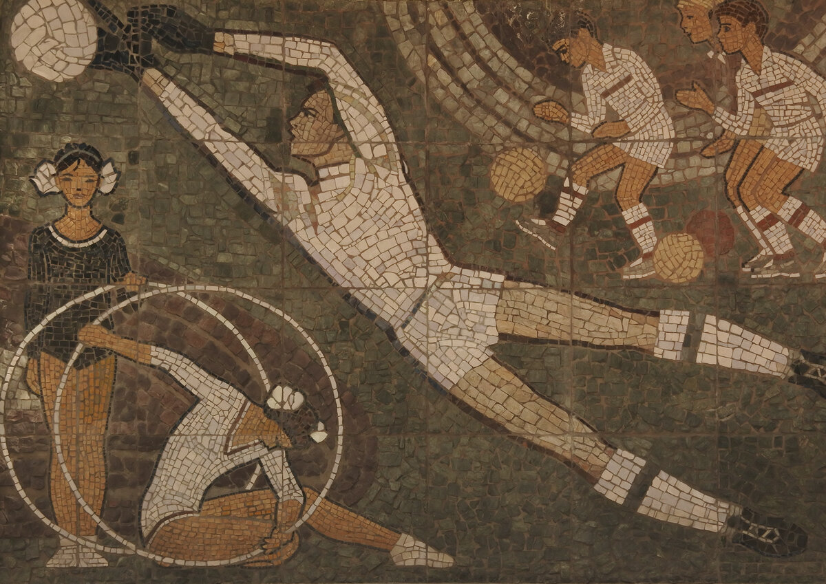 Советская мозаика стадиона Юных пионеров