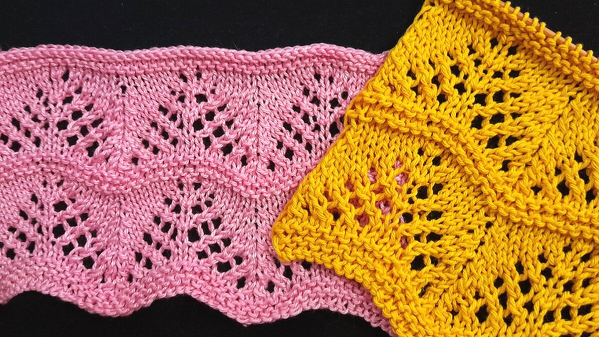 Ажурный волнистый узор спицами Пушистые ёлочки / рукоделие Вера