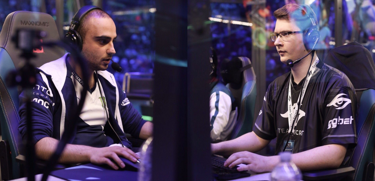 Профессиональные игроки Team Nigma "KuroKu" и Team Secret "Puppey"