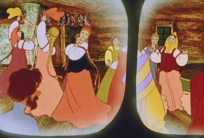 кадр из мультфильма "Камаринская", Союзмультфильм, 1980. Режиссер и автор сценария И.Ковалевская, художник-постановщик	Г.Шакицкая