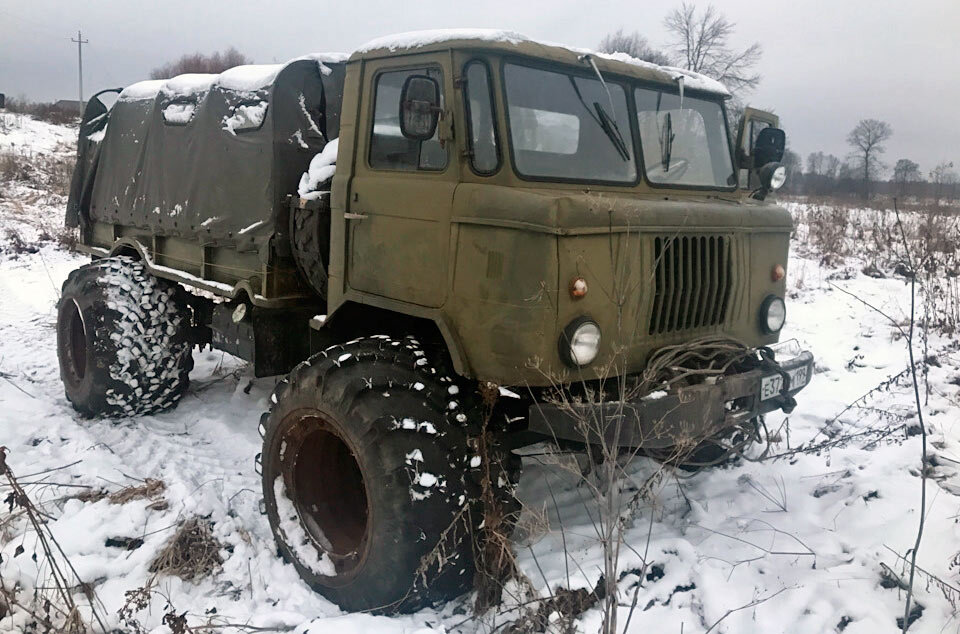 газ 66 на тракторных колесах