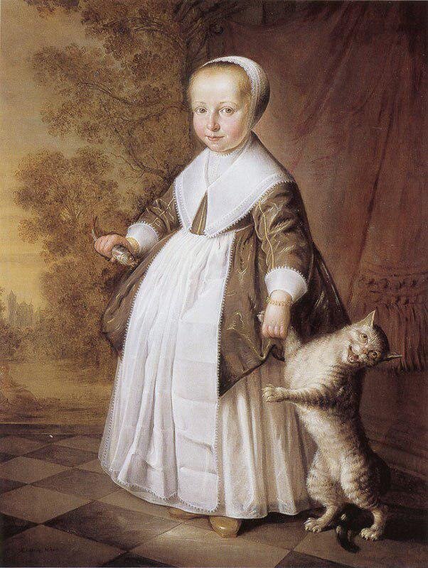 Jacob Gerritsz Cuyp (Dutch artist. 1594–1650) Four-Year-Old Girl with Cat and Fish. 1647