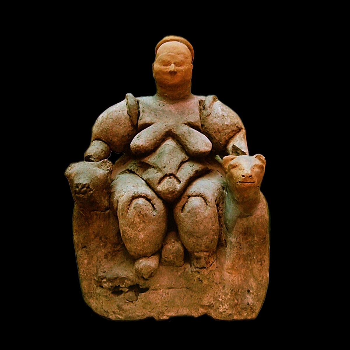 Богиня-Мать. 5700 год до н.э. Найдена в Анатолии (Турция) на раскопках неолитического поселения Чатал-Хююк.