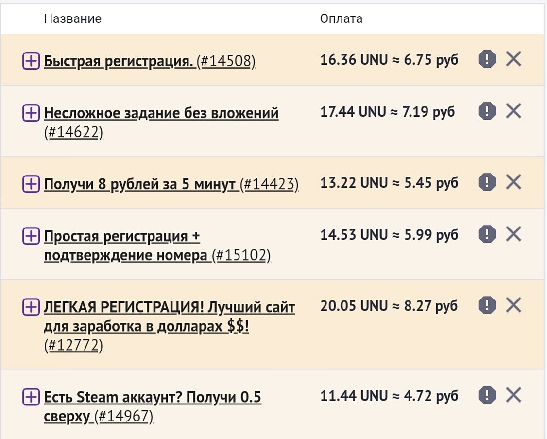 Задания на UNU 