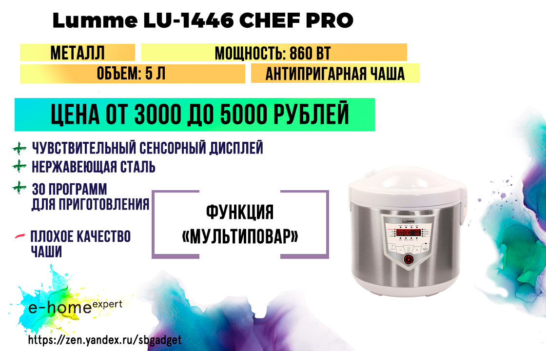 Мультиварка Lumme LU-1446 Chef Pro (белая)