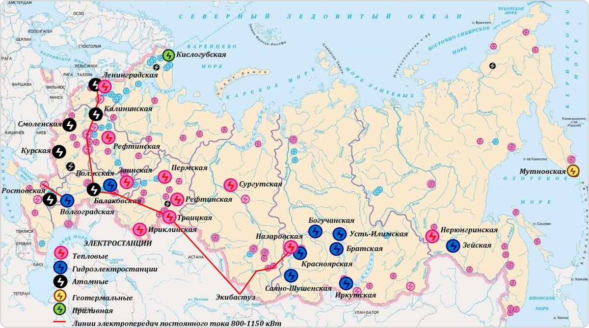 Крупнейшие электростанции России.