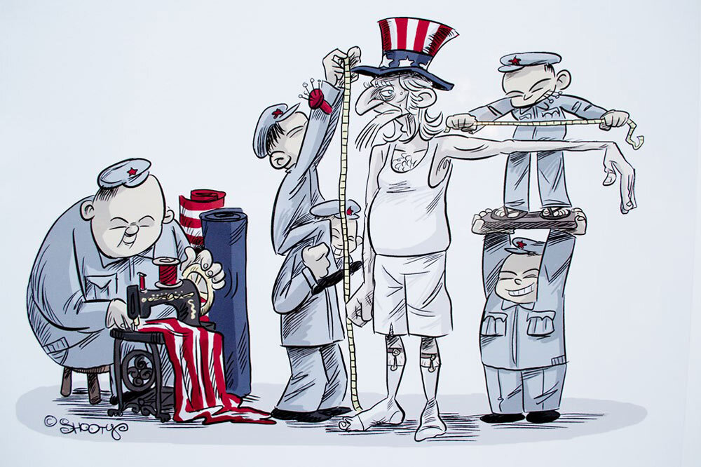 Мировой Китайский рынок. Автор карикатуры: Martin Shooty Šútovec. Словакия. А у этих-то с Запада, правда, что есть своего?