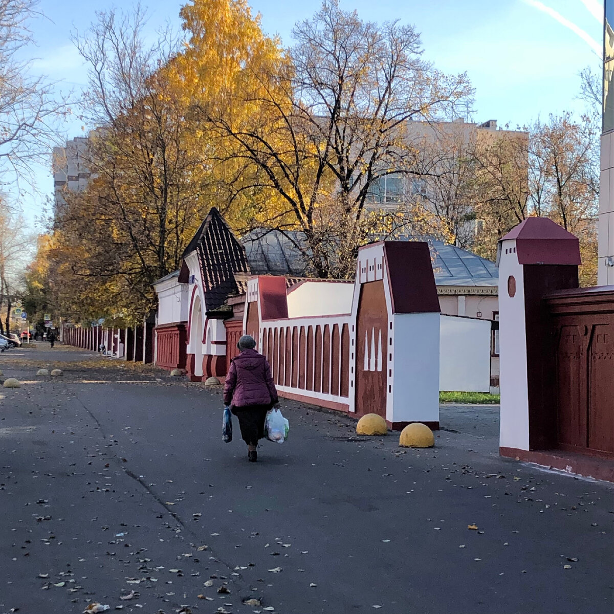 В окружении современных построек эти ворота смотрятся ещё более необычно (фото автора) 