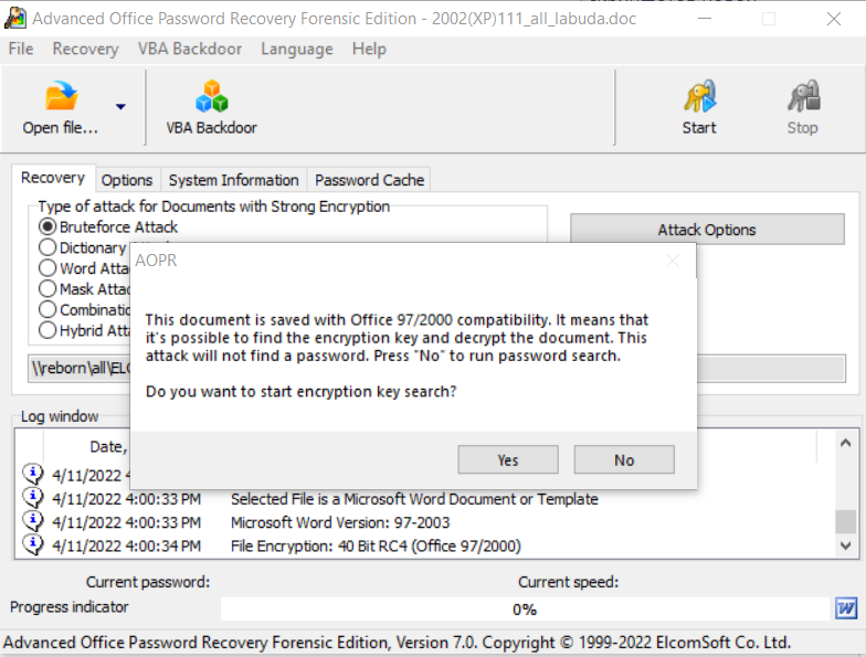 Advanced Office Password Recovery