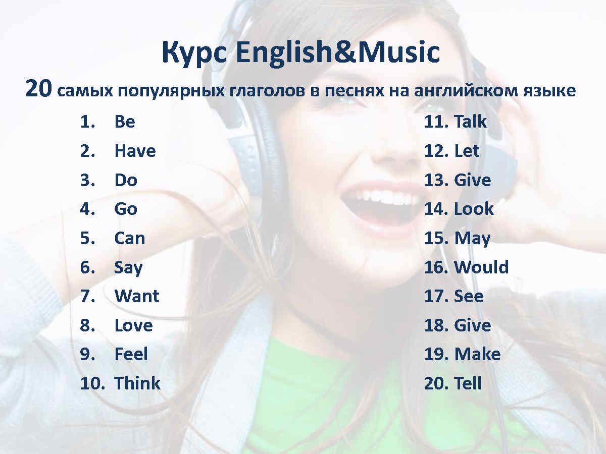 20 самых популярных глаголов в песнях на английском языке 