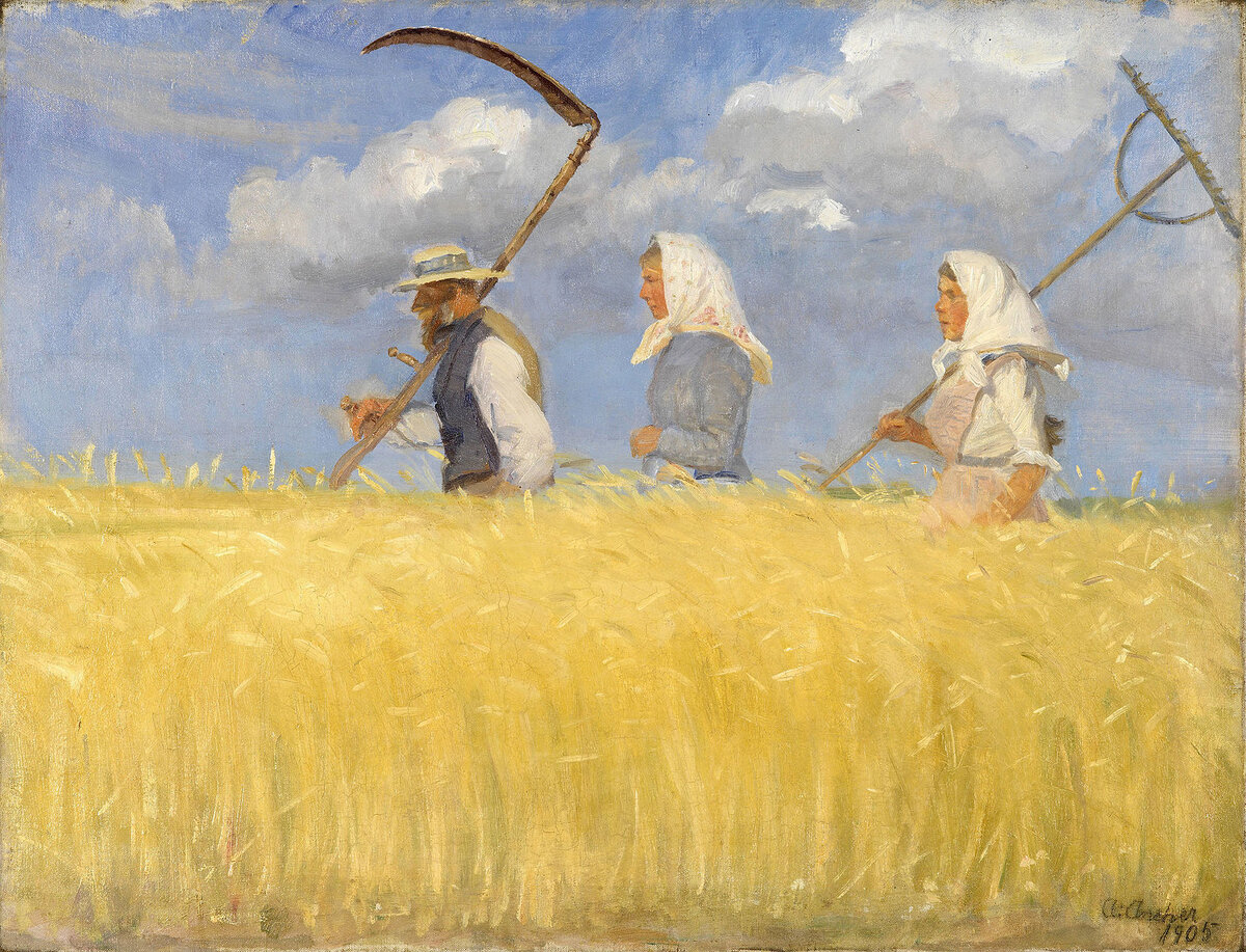 Анна Анкер. Жнецы. 1909. Источник: https://ru.wikipedia.org/wiki/Файл:Anna_Ancher_-_Harvesters_-_Google_Art_Project.jpg