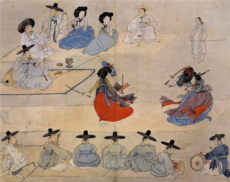 Для разнообразия, бытовая сцена из Кореи:) как и Япония, Корея достаточно долго была под сильным китайским культурным влиянием